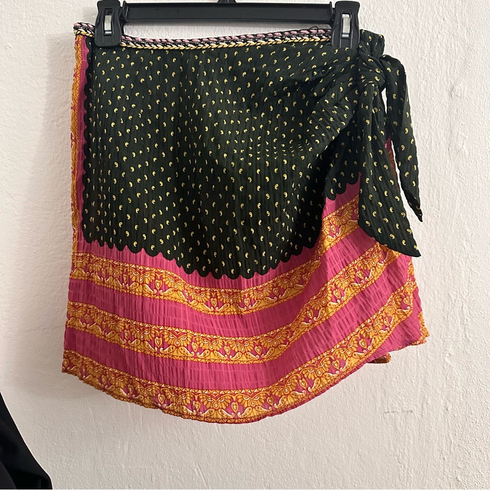 Zara Green and Yellow Boho Patterned Skirt